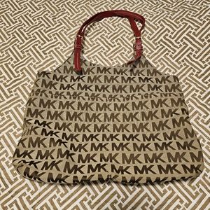 Michael Kors Signature Leather Trim Tote/Purse